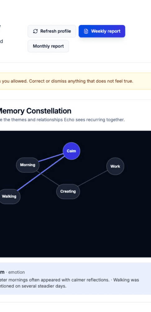 Current Echo Memory Constellation displayed on a phone